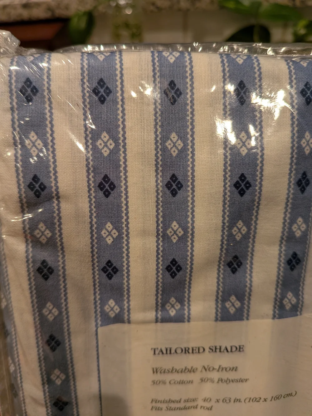 Echo for Revman Blue White Striped Tailored Curtain Panel Shade 40x63 NOS Vtg